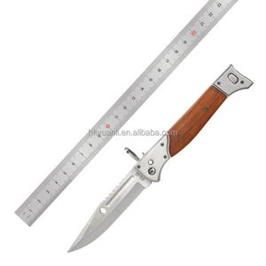 Couteau de poche pliant A.K-47 MAX personnalisable de qualité OEM pour le camping, lame en acier inoxydable D2, manche en bois, marque HK, tranchant comme un rasoir - Product Image 6