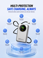 Batería Externa de 20000mAh con Carga Rápida de 45W y 65W, Cables Integrados y Carga para Múltiples Dispositivos