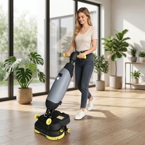 Nettoyeur-sécheur de sols manuel commercial GS03, mini-laveuse de sols, machine de nettoyage de sols 110/220V, brosse latérale pour carrelage - Product Image 2