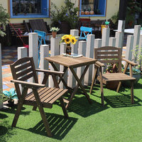 Ensemble bistrot pliant en bois massif naturel, portable, 3 pièces, pour extérieur, gain de place, table et tabourets en bois à cadre en X, camping