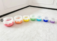Bols chantants en cristal directement de l'usine - Quartz givré de haute pureté, couleur dégradée, 440Hz/432Hz, son pour la guérison spirituelle et la méditation