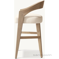 Tabouret de bar à manger en bois de chêne massif au design moderne Mobilier élégant avec dossier profilé en forme de ruban