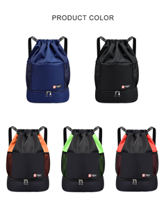 <b>Drawstring</b> <b>Backpacks</b> 45cm Gym Sack Wet Dry Bottom Zipper Compartment Mesh Side Pocket Padded Strap Adjustable Pool Sports Colors - Product Image 4