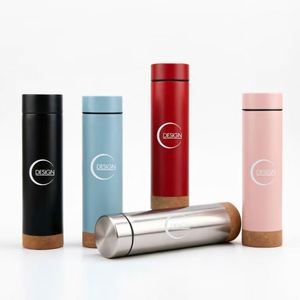 Eco-Friendly BPA Free 304 Stainless Steel 500mL Vacuum Flask Matte Powder Coated Water <b>Bottle</b> with Natural <b>Cork</b> Base - Product Image 1