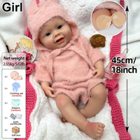 Poupées Reborn en Silicone Solide Réalistes Fille, Toucher Doux Sensation Bébé Véritable, 18 Pouces, pour Collection et Cadeau, Commande en Gros