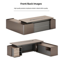 Bureau de direction en bois en forme de L - Armoire de rangement résistante à l'eau - Design minimaliste moderne - Luxe léger