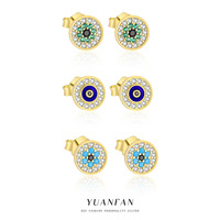 Boucles d'oreilles personnalisées de haute qualité en argent sterling 925 Oeil du diable en micro zircone Luxe léger Premium