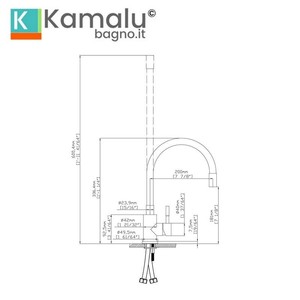 Rubinetto Miscelatore Monocomando da Cucina Kam-060, Finitura Acciaio Inox Satinato, Design Moderno con Doccetta Laterale, Placcatura Spazzolata Contemporanea - Product Image 4