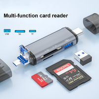Lector de Tarjetas OTG Multifunción 6 en 1 USB 3.0 2.0 SD/TF Universal para Computadora y Teléfono Móvil con Puerto USB 3.0 Tipo-C