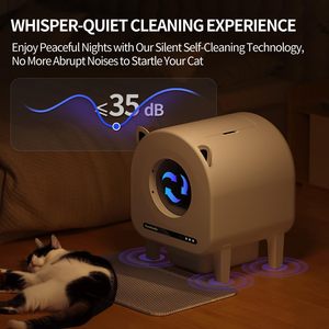 Auto Clean <b>Cat</b> <b>Litter</b> Box Kattenbak Self Cleaning Low Noise Design For Large And Adult <b>Cats</b> - Product Image 3