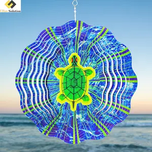 Kinetic Wind Spinner Grande Mandala Turtle Colorido Jardim Metal Outdoor Spinners Gramado e Pátio Pendurado Moinho De Vento Decorações