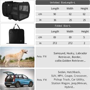 Taşınabilir köpek sandık katlanabilir kulübesi evi kafes seyahat orta büyük köpekler araba taşıyıcı Pet yumuşak taraflı sandık kapalı açık - Product Image 6