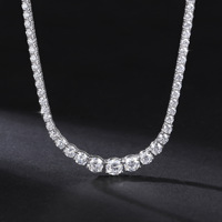 Collier Tennis Gradué en Moissanite Givrée, Test Diamant Approuvé, Argent Sterling 925, Bijoux Moissanite VVS pour Femmes et Hommes