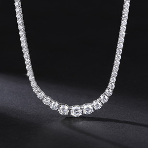 Collar de <span class=keywords><strong>cadena</strong></span> de tenis con moissanita graduada y engastada, pasa la prueba del diamante, <span class=keywords><strong>plata</strong></span> de ley 925, joyería de moissanita VVS para mujer y <span class=keywords><strong>hombre</strong></span> - Product Image 2