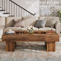 Nouveautés 2026 : Table basse de salon en bois rustique avec rangement et éclairage LED personnalisé