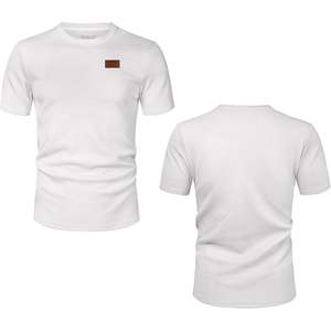 Camiseta de Manga Corta Personalizada para Hombre, Blanca, con Textura Geométrica, Transpirable, de Algodón Tejido, Informal - Product Image 5