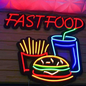Tienda de cadena Lighting up Sign Store Wall Business Decoration Led Hamburger Led Neon Sign Light Lighting up Sign para la decoración de la tienda - Product Image 1