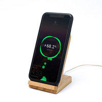 Support de chargeur sans fil rapide 15W en bambou naturel, conception à double bobine, support de téléphone de bureau, station de charge sans fil pour téléphones mobiles