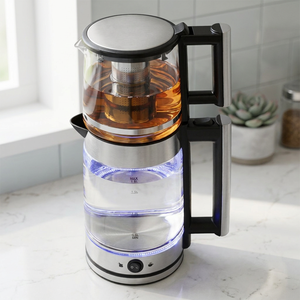 Hervidor Eléctrico de Vidrio para <span class=keywords><strong>Madre</strong></span> e Hijo de 1.8L con Luz LED Azul, Hervidor de <span class=keywords><strong>Agua</strong></span> Inalámbrico de 1500W para el Hogar y Hoteles - Product Image 1