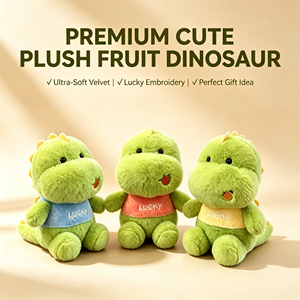 Peluche Dinosaure Assis <span class=keywords><strong>Kawaii</strong></span> Vert Doux avec T-shirt Porte-Bonheur pour Cadeau d'Anniversaire Enfant et Décoration Maison - Product Image 1