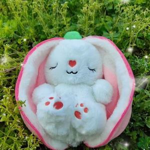 28CM Çok Satan Nefes Alan Işıklı Çilek Tavşan Peluş Oyuncak Çocuklar İçin Yatıştırıcı ve Uyku Arkadaşı Oyuncak - Product Image 5