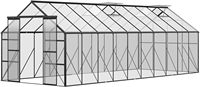 Très Grande Serre de Jardin en Aluminium et Polycarbonate de 20' x 8' avec Kit d'Installation Rapide et Facile, Double Porte Coulissante