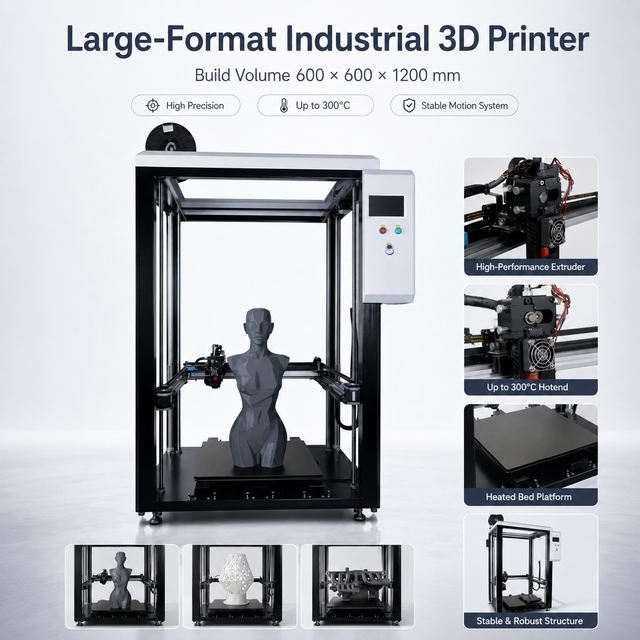 Large-Format Industrial Automatic FDM 3D Printer 600x1200mm High-Speed Production System for Bulk Manufacturing New