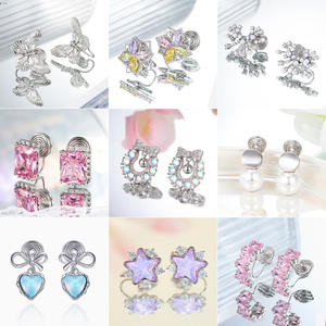 ต่างหูแฟชั่นดีไซน์ใหม่สไตล์เกาหลีรูปดอกไม้ประดับเพชรหลากสีรูปดาวสำหรับผู้หญิงจาก Xuping Jewelry Wholesale - Product Image 4