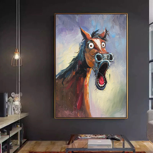 Nuovo Arrivo 2026 Mintura Dipinto a Olio Animale Cavallo Sorpreso Dipinto a Mano <span class=keywords><strong>su</strong></span> <span class=keywords><strong>Tela</strong></span> Pop Art Quadro da Parete Moderno Eco-friendly per Soggiorno - Product Image 1