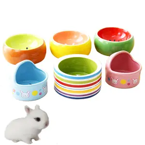 zss483 Wholesale Rabbits, hamsters and other small pets ceramic bowl feed cup saucer flat bottom anti tip anti slip pet supplies