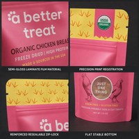 Friandises pour animaux de compagnie à la citrouille biologique lyophilisée, sachet refermable résistant à l'humidité, taille personnalisable pour chiens et chats