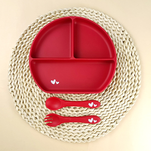 <span class=keywords><strong>Cadeau</strong></span> <span class=keywords><strong>de</strong></span> Noël, kit <span class=keywords><strong>de</strong></span> vaisselle en silicone <span class=keywords><strong>de</strong></span> qualité alimentaire <span class=keywords><strong>pour</strong></span> bébé, assiette à ventouse avec couverts, cuillère et fourchette, résistant à la chaleur, sûr - Product Image 2