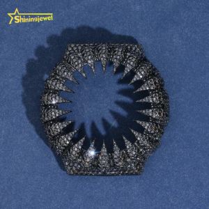 <span class=keywords><strong>Montre</strong></span> Hip Hop de luxe en argent 925, sertie de moissanite noire, avec boîtier et lunette style griffes GA2100 - Product Image 4