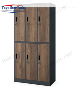 Armoire de gym personnalisée en acier laminé à froid avec impression par transfert à grain de bois, 10 ou 6 portes - Product Image 2