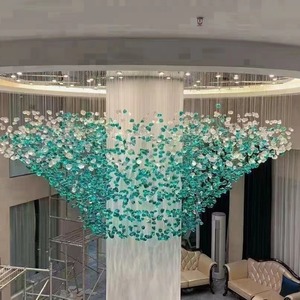 Lustre suspendu en cristal doré à LED, design branche d'arbre, gouttes de pluie, intensité variable, pour salle à manger, salon, hôtel - Product Image 5