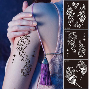 Pochoirs de tatouage et autocollants de petite taille <span class=keywords><strong>Hanna</strong></span>, motif Dragon, Fleur, Rose ajouré, pour peinture au jet de jus DIY - Product Image 3