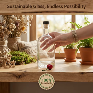 Botella de Vidrio Transparente Vacía de 750 ml y 500 ml para <span class=keywords><strong>Vodka</strong></span>, Botella Redonda de Vidrio para Licores con Logotipo Personalizado, para Envasar Ginebra, Whisky, Brandy y Otras Bebidas Espirituosas - Product Image 1
