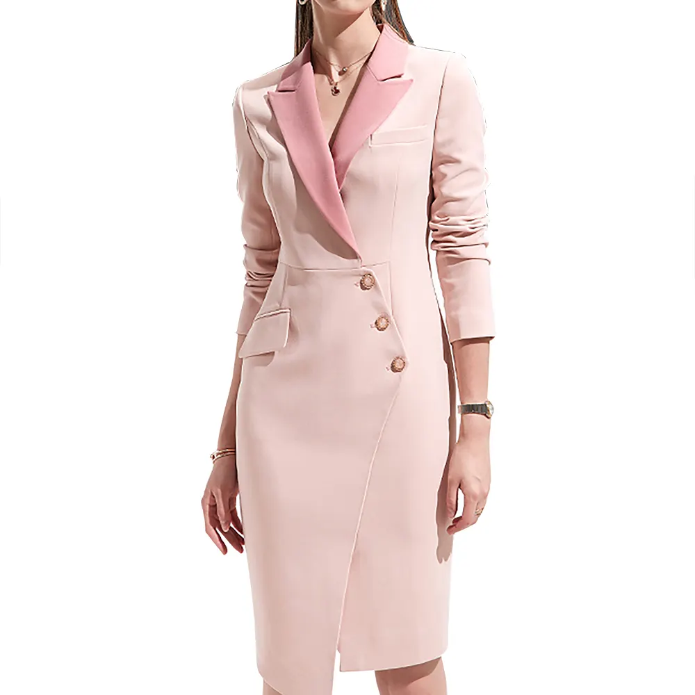 2022 fall Fashion american clothing wholesale double breasted suit Dress Office Lady Women coat women Blazer Dress