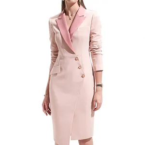 2022 fall Fashion american clothing wholesale double breasted suit Dress Office Lady Women coat women Blazer Dress