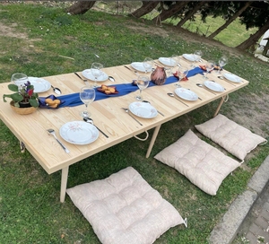 <span class=keywords><strong>Table</strong></span> de balcon pliante de <span class=keywords><strong>grande</strong></span> taille pour 10 personnes, <span class=keywords><strong>table</strong></span> de pique-nique à pieds courts en <span class=keywords><strong>bois</strong></span>, <span class=keywords><strong>table</strong></span> de jardin portable pour patio - Product Image 1