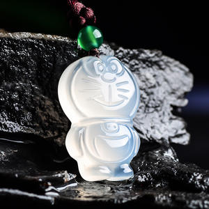 Liontin batu akik <span class=keywords><strong>Doraemon</strong></span>, batu akik putih es putih alami untuk Kalung anak-anak - Product Image 2