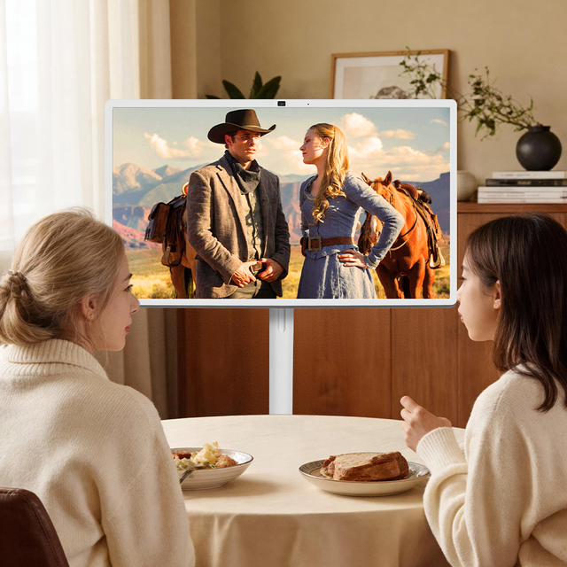 Factory 32 Inch Android 14 Portable Smart Display TV on Wheels Touch Screen with 15000mAh Battery