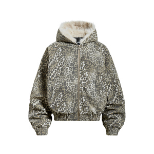 Blouson matelassé vintage à imprimé léopard, coupe courte et ample, unisexe, pour homme et femme, idéal pour l'hiver - Product Image 1