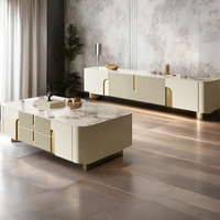 HANYEE 2024 Meuble de console en bois pour hôtel, support TV 70 pouces, design moderne, table basse avec support TV