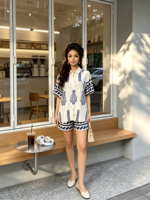 Ensemble deux pièces tendance 2026 : chemise et short imprimés tribaux africains avec col boutonné pour les vacances d'été à la plage