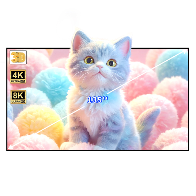 135 Inch White Woven Acoustic Transparent Customize HD 3D 7mm Fixed Frame Projector Screen for 4K 8K Home Cinema Projection