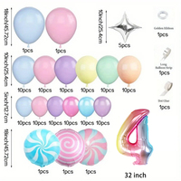 Set Balon Ulang Tahun Bayi Seri Pink Dekorasi Dinding Latar Belakang