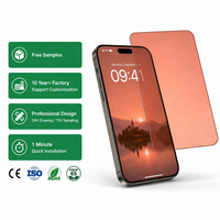 Protector de Pantalla 2.5D con Cobertura Total Quantum Dot y Luz Roja para iPhone 16 15 Pro Max, Anti-Luz Azul, Cuidado de la Vista