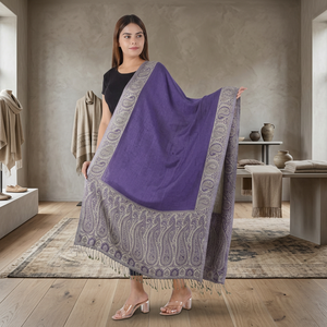 Estola de Diseño con Borde Tejido para Mujer, Tejido de Viscosa Premium, Suave y Ligero, Bufanda para el Cuello, Chal de Moda para Viajes y Uso Diario - Product Image 5