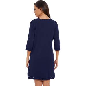Chemise de nuit en viscose de bambou pour femmes, manches 3/4, col en V doux, coupe ample, tailles S-XXL - Product Image 2